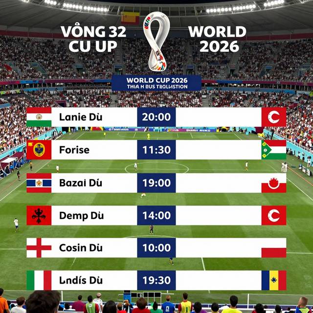 Vòng 32 đội World Cup 2026 bùng nổ: Lịch thi đấu, kết quả và cách xem trực tiếp